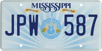 MS license plate JPW587