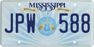 MS license plate JPW588