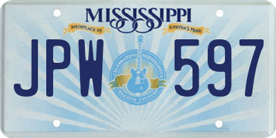 MS license plate JPW597