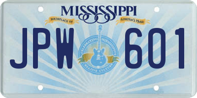 MS license plate JPW601