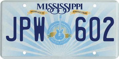 MS license plate JPW602