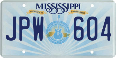 MS license plate JPW604