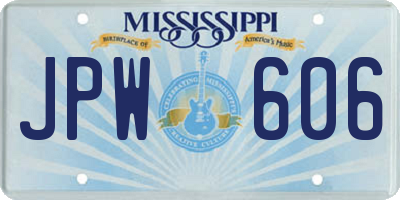 MS license plate JPW606