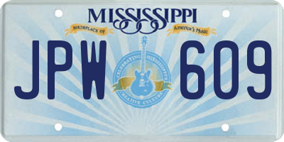 MS license plate JPW609