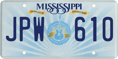 MS license plate JPW610