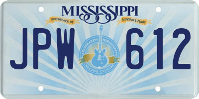 MS license plate JPW612