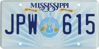 MS license plate JPW615