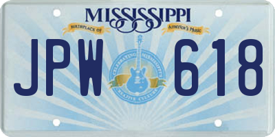MS license plate JPW618