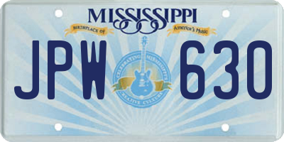 MS license plate JPW630