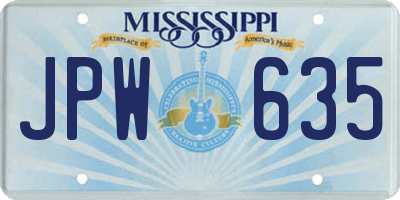 MS license plate JPW635