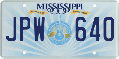 MS license plate JPW640