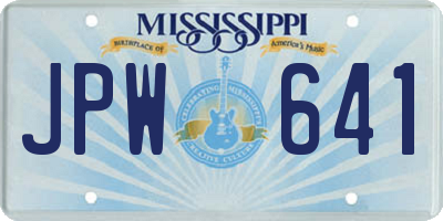 MS license plate JPW641