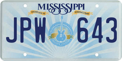 MS license plate JPW643