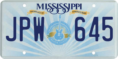 MS license plate JPW645