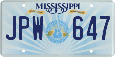 MS license plate JPW647