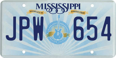 MS license plate JPW654