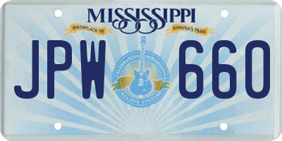 MS license plate JPW660