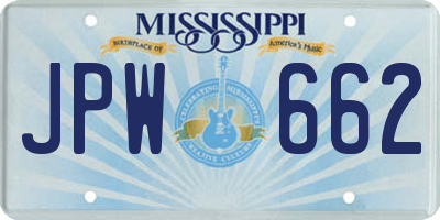 MS license plate JPW662
