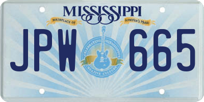 MS license plate JPW665