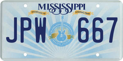 MS license plate JPW667