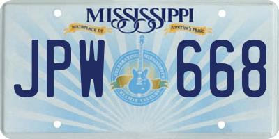 MS license plate JPW668