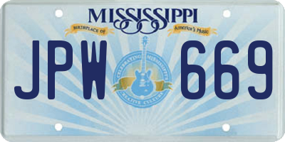 MS license plate JPW669