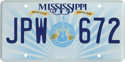 MS license plate JPW672