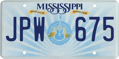 MS license plate JPW675