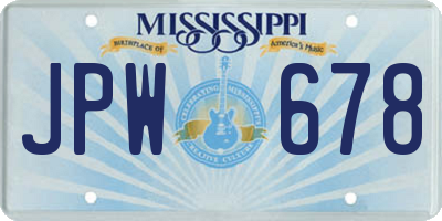 MS license plate JPW678