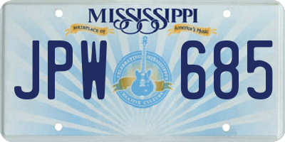 MS license plate JPW685