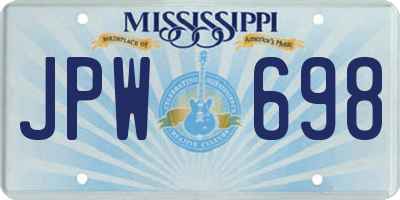 MS license plate JPW698