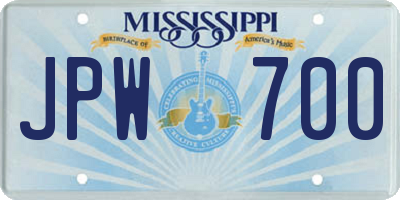 MS license plate JPW700