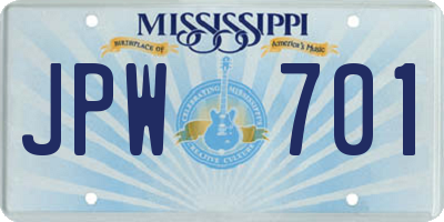 MS license plate JPW701