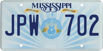 MS license plate JPW702