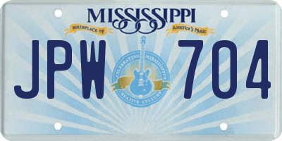 MS license plate JPW704