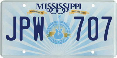MS license plate JPW707