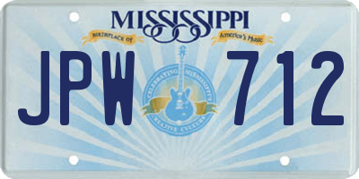 MS license plate JPW712