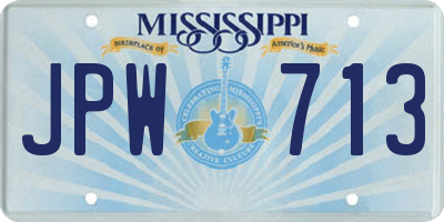 MS license plate JPW713