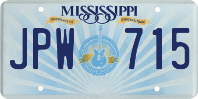 MS license plate JPW715