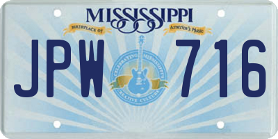 MS license plate JPW716