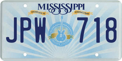 MS license plate JPW718