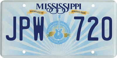 MS license plate JPW720