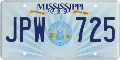 MS license plate JPW725