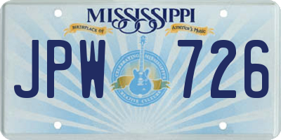 MS license plate JPW726