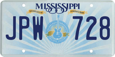 MS license plate JPW728
