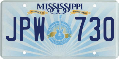 MS license plate JPW730