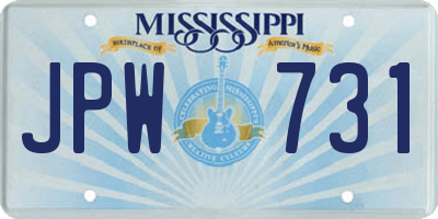 MS license plate JPW731