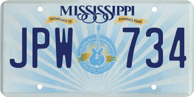 MS license plate JPW734
