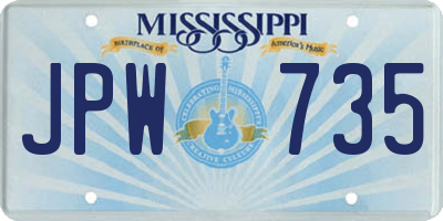 MS license plate JPW735