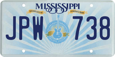 MS license plate JPW738